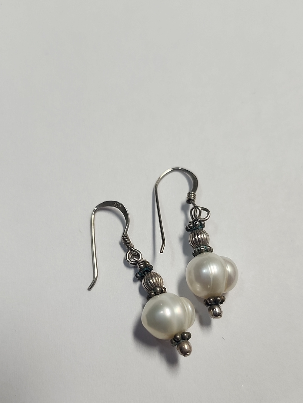 Sterling Silver Pearl Pendant Necklace and Earrings Set - White Pearls - Picture 5 of 5